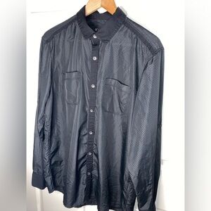 INC International Concepts Men’s L Black Sheer Long Sleeve Button-Down Shirt